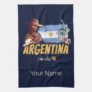 Argentijnse gaucho met vlaggetje voetbal theedoek