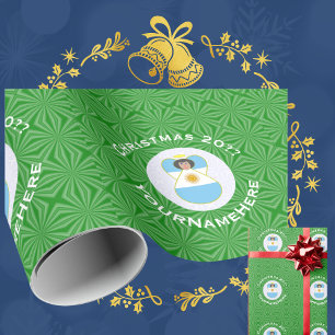 Argentijnse Kerstengel Vlag Persoonlijk Cadeaupapier