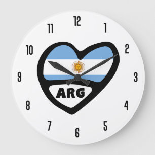 Argentijnse landcode ARG Flag Heart Grote Klok