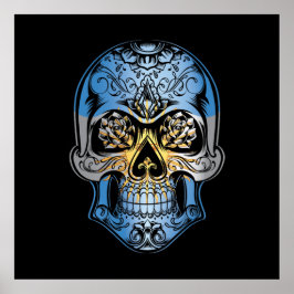 Argentijnse schedel en Rozen vlag Poster