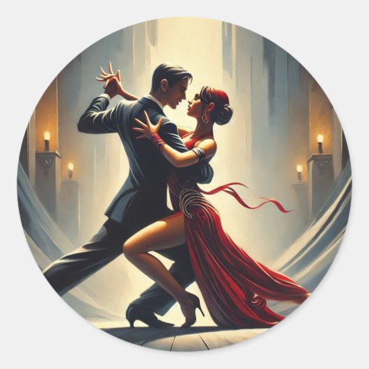 Argentijnse tango dansend paar ronde sticker (Voorkant)