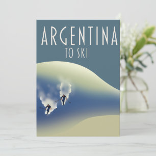Argentijnse vintage stijl ski poster feestdagenkaart