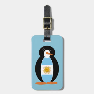 Argentijnse Vlag Mr Penguin op Blauw Bagagelabel