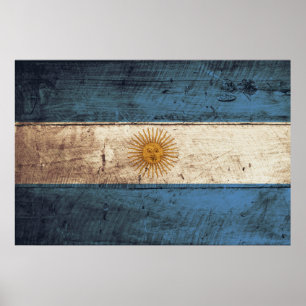 Argentijnse vlag voor de oude houten korrel poster