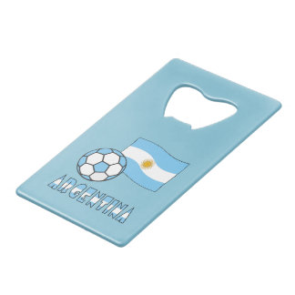 Argentijnse voetbalbal en vlag Argentinië Kredietkaart Flessenopener