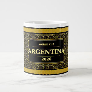 Argentijnse Voetbalfan 2026 Zwart Goud Luxe Extra Grote Beker