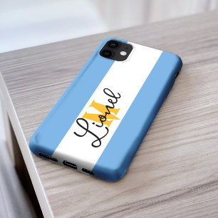 argentina Blue & white Stripe Aangepaste naam mono Case-Mate iPhone 14 Pro Max Hoesje