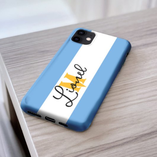argentina Blue & white Stripe Aangepaste naam mono Case-Mate iPhone Case
