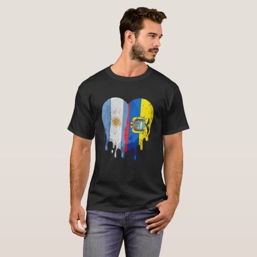 Argentina Ecuador Flag Heart Citizen Grown Patriot T-shirt (Voorkant volledig)