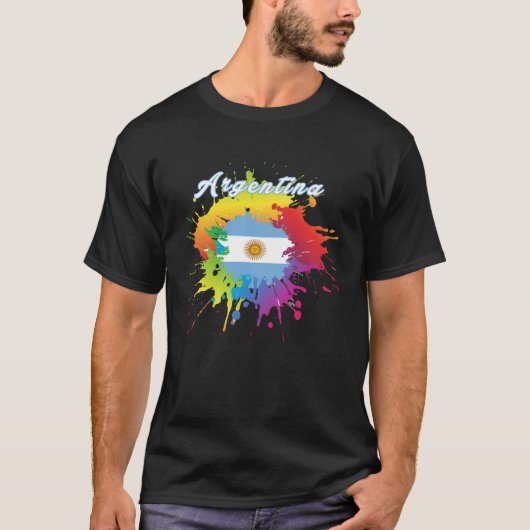 Argentina Flag Pride Gay Colorful Splash Argentini T-shirt (Voorkant)