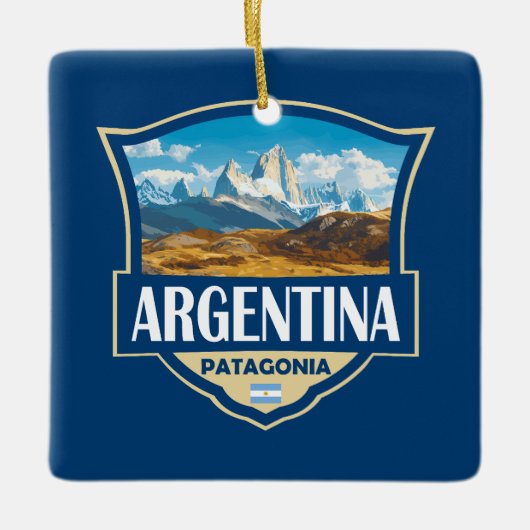 Argentina Illustration Retro Badge Keramisch Ornament (Voorkant)
