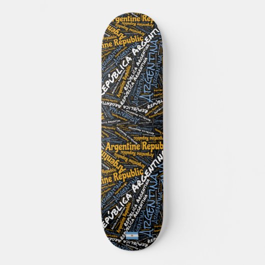 Argentina National Pride Wordcloud Skateboard (Voorkant)