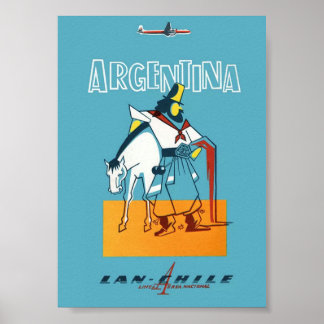 Argentina Retro Vintage Travel Poster Print