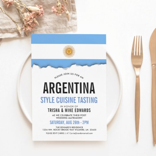 Argentine Cuisine | Invitation blanc du drapeau du