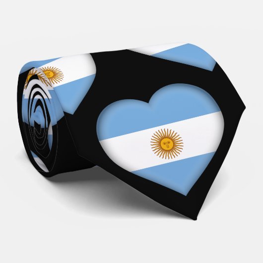 Argentine Drapeau couleurs Motif de coeur Cravate (Roulé)