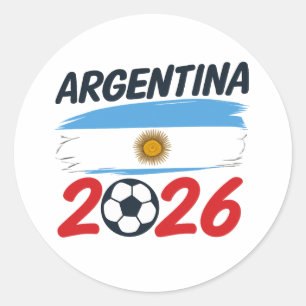 Argentinië 2026 Voetbal Fan Design Vlag Kleuren Ronde Sticker