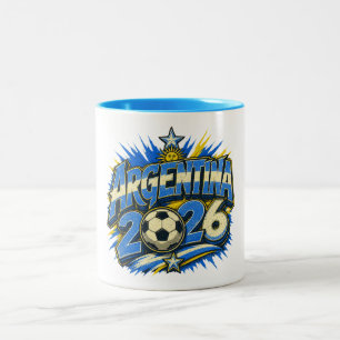 Argentinië 26 Voetbalfan Blauw Goud Tweekleurige Koffiemok