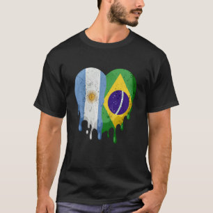 Argentinië Brazilië Vlag Hart Burger Gegroeid Patr T-shirt