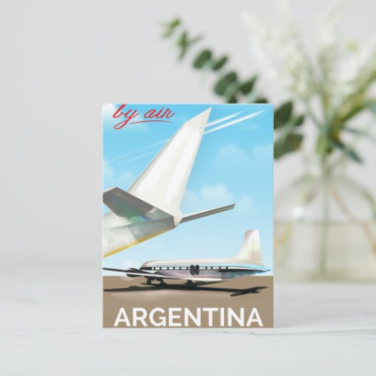 Argentinië "By Air" poster Briefkaart (Staand voorkant)