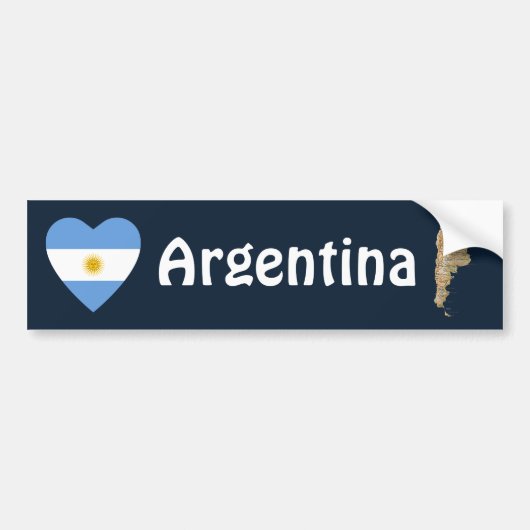 Argentinië Flag Heart + Map Bumpersticker (Voorkant)