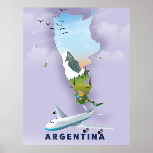 Argentinië Kaart Reisposter Poster (Voorkant)