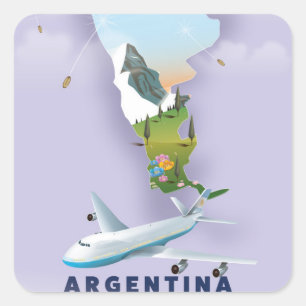Argentinië Kaart Reisposter Vierkante Sticker