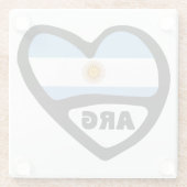 Argentinië Landcode Flag Heart ARG Glazen Onderzetter (Achterkant)
