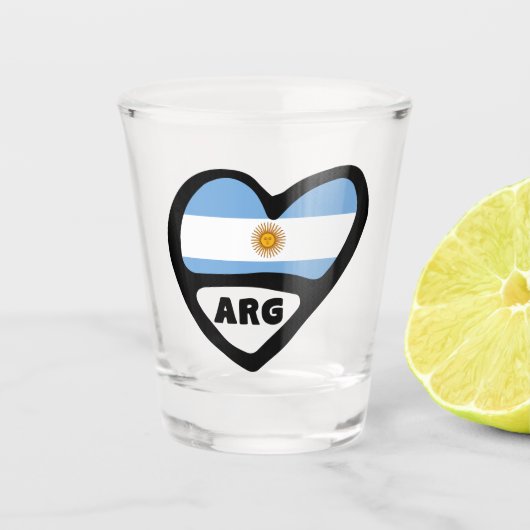 Argentinië Landcode Flag Heart ARG Shot Glas (Voorkant)