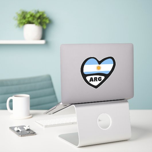 Argentinië Landcode Flag Heart ARG Sticker (Laptop op bureau)