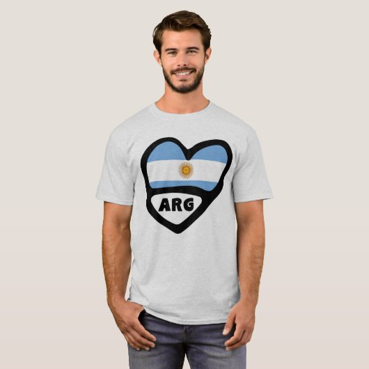 Argentinië Landcode Flag Heart ARG T-shirt (Voorkant volledig)