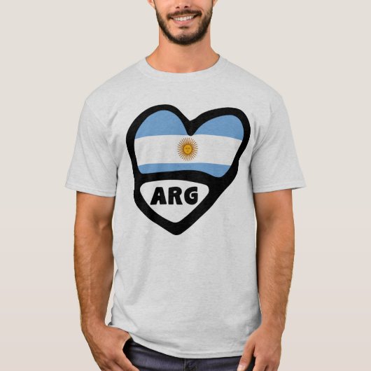 Argentinië Landcode Flag Heart ARG T-shirt (Voorkant)