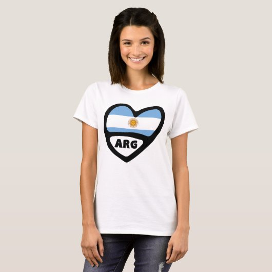 Argentinië Landcode Flag Heart ARG T-shirt (Voorkant volledig)