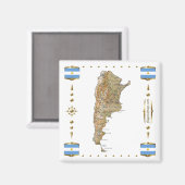 Argentinië Map + Flags Magnet Magneet (Voorkant / Achterkant)