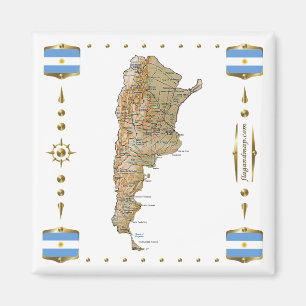 Argentinië Map + Flags Magnet Magneet