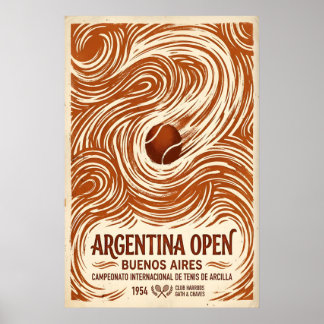 Argentinië Open Tennis Poster Vintage 1954 Buenos