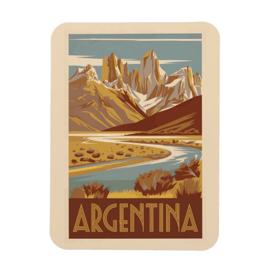 Argentinië Travel Art Vintage Magneet (Verticaal)