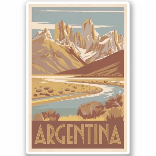 Argentinië Travel Art Vintage Sticker (Voorkant)