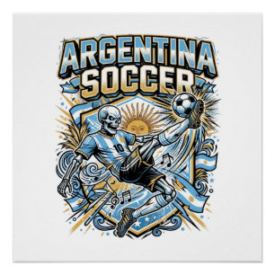 Argentinië Voetbal Skelet Aanvaller Landen Poster Perfect Poster