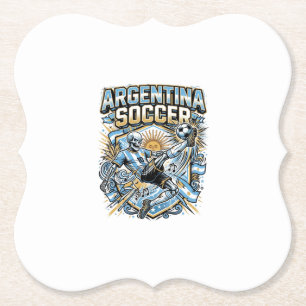 Argentinië Voetbal Skelet Aanvaller Naties Poster Kartonnen Onderzetters