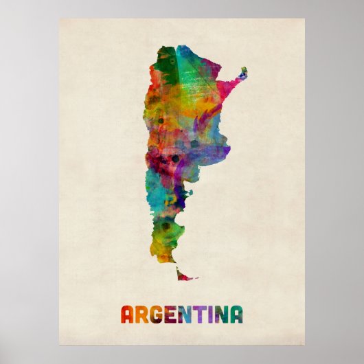 Argentinië Waterverf Map Poster (Voorkant)