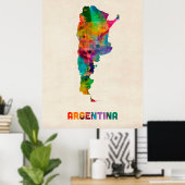 Argentinië Waterverf Map Poster (Thuiskantoor)