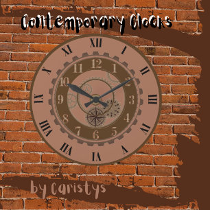 Argile contemporaine, Brown, horloge murale Steamp