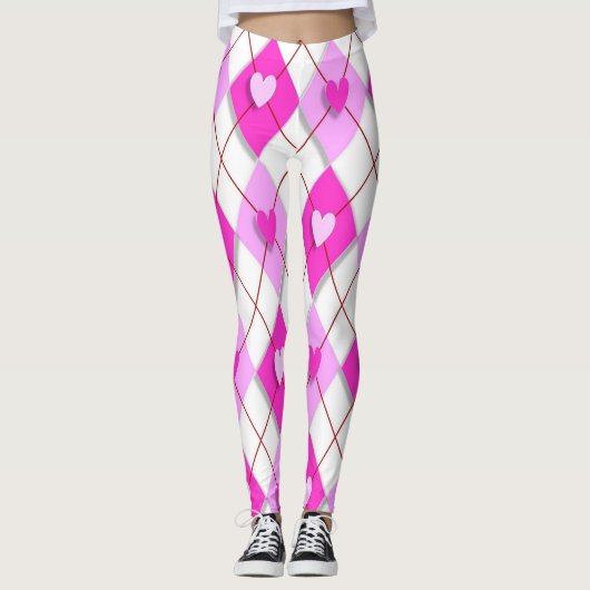 Argyle 3d harten leggings (Voorkant)