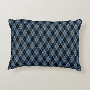 Argyle blauw zwart witte strepen diamant patroon accent kussen