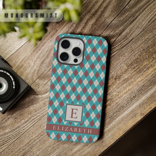 Argyle bleu sarcelle vert gris marron personnalisa