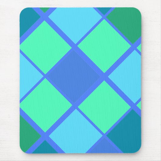 Argyle Blue en Green Diamond Pattern Muismat (Voorkant)