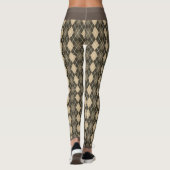 Argyle Bruin Zwart Patroon Elegant Leggings (Achterkant)