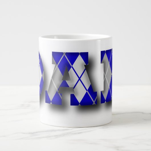 Argyle Dad Blue en Grey Grote Koffiekop (Voorkant)