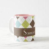 Argyle Diamond Stitch Sweater Coffee Mok Cup (Voorkant links)