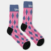 Argyle Diamonds - Pinks en Blue - optionele tekst Sokken (Rechts)
